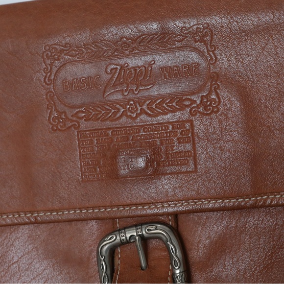 GENUINE leather clutch bag vintage Zippi brown cowhide large silver buckle rodeo - Picture 4 of 7